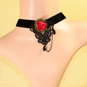 Gothic Necklace Zinc Alloy with Lace antique bronze color plated black Sold Per Approx 15 Inch Strand