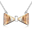 Swarovski Kristall Halsketten, mit Zinklegierung, mit Verlängerungskettchen von 5cm, Schleife, platiniert, Crystal Golden Shadow, 1.9x3.5cm, verkauft per ca. 15.5 ZollInch Strang