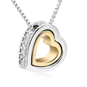 Austrian Crystal Necklace Zinc Alloy with 5cm extender chain Heart plated with Austria rhinestone & two tone nickel lead & cadmium free Sold Per Approx 15.5 Inch Strand
