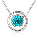 Austrian Crystal Necklace Zinc Alloy with Austrian Crystal with 5cm extender chain Flat Round platinum plated acid blue nickel lead & cadmium free 1.3cm Sold Per Approx 15.5 Inch Strand