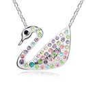 Crystal Zinc Alloy Necklace with Zinc Alloy with 5cm extender chain Swan platinum plated multi-colored Sold Per Approx 15.5 Inch Strand