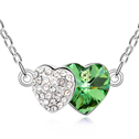 CRYSTALLIZED™ Prvek Krystal náhrdelník, s Zinek, s 5cm extender řetězce, Srdce, platina á, olivově zelená, 2.1x1.1cm, Prodáno za Cca 15.5 inch Strand