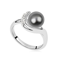 CRYSTALLIZED™ Crystal Pearl Finger Ring with Zinc Alloy platinum plated dark grey 1.7cm US Ring .5 Sold By PC