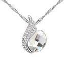 CRYSTALLIZED™ Prvek Krystal náhrdelník, s Zinek, s 5cm extender řetězce, Wing Shape, platina á, Krystal, 1.5x2.3cm, Prodáno za Cca 15.5 inch Strand