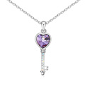 Swarovski Kristall Halsketten, mit Zinklegierung, mit Verlängerungskettchen von 5cm, Schlüssel, platiniert, violett, 1.3x4.6cm, verkauft per ca. 15.5 ZollInch Strang