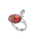 Kryształ CRYSTALLIZED™ elementów palcu, ze Stop cynku, Owal, Platerowane platyną, Crystal Red Magma, 1.8cm, rozmiar:9, sprzedane przez PC