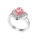 CRYSTALLIZED™ Element Crystal Finger Ring with Zinc Alloy Heart platinum plated Lt Rose 1.8cm US Ring Sold By PC