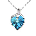 CRYSTALLIZED™ Element Crystal Necklace with Zinc Alloy with 5cm extender chain Heart platinum plated Aquamarine Sold Per Approx 15.5 Inch Strand