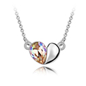 Swarovski Kristall Halsketten, mit Zinklegierung, mit Verlängerungskettchen von 5cm, Herz, platiniert, Leuchtende Kristallgrün, 1.8x1.0cm, verkauft per ca. 15.5 ZollInch Strang