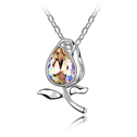 Swarovski Kristall Halsketten, mit Zinklegierung, mit Verlängerungskettchen von 5cm, Blume, platiniert, Leuchtende Kristallgrün, 1.5x2.3cm, verkauft per ca. 15.5 ZollInch Strang