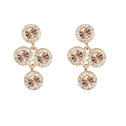 Austrian Crystal Earring Zinc Alloy with Austrian Crystal Flat Round real gold plated Champagne nickel lead & cadmium free Sold By Pair