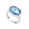 CRYSTALLIZED™ Element Crystal Finger Ring with Zinc Alloy platinum plated Aquamarine 1.8cm US Ring Sold By PC