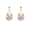 Austrian Crystal Earring Zinc Alloy with Austrian Crystal Teardrop real gold plated multi-colored Sold By Pair