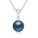 Collier de perles de cristal de CRYSTALLIZED™, alliage de zinc, avec Perle de CRYSTALLIZED™, avec 5cm chaînes de rallonge, Rond, Plaqué de platine, couleur bleu foncé, 1.0x2.1cm, Vendu par Environ 15.5 pouce brin