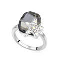 CRYSTALLIZED™ Element Crystal Ringen, met Zinc Alloy, Zeester, geplatineerd, Black Diamond, 1.8cm, Maat:7, Verkocht door PC