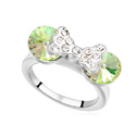 Kryształ CRYSTALLIZED™ elementów palcu, ze Stop cynku, Kokarda, Platerowane platyną, Zielony kryształ Luminous, 1.8cm, rozmiar:7, sprzedane przez PC