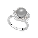 CRYSTALLIZED™ Crystal Pearl Finger Ring with Zinc Alloy Round platinum plated dark grey 1.8cm US Ring .5 Sold By PC
