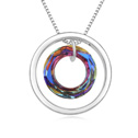 Swarovski Kristall Halsketten, mit Zinklegierung, mit Verlängerungskettchen von 5cm, Kreisring, platiniert, Crystal Vitrail Medium, 1.3x4.7cm, verkauft per ca. 15.5 ZollInch Strang
