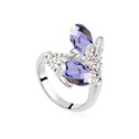 CRYSTALLIZED™ Element Crystal Finger Ring with Zinc Alloy Flower platinum plated Tanzanite 1.8cm US Ring Sold By PC