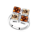 CRYSTALLIZED™ Element Crystal Finger Ring with Zinc Alloy Square platinum plated Smoked Topaz 1.8cm US Ring Sold By PC