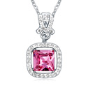 CRYSTALLIZED™ Prvek Krystal náhrdelník, s Zinek, s 5cm extender řetězce, platina á, Rose, 1.4x2.6cm, Prodáno za Cca 15.5 inch Strand