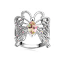 CRYSTALLIZED™ Element Crystal Finger Ring with Zinc Alloy Butterfly platinum plated Crystal Luminous Green 1.8cm US Ring Sold By PC