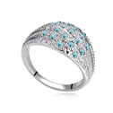 Austrian Crystal Finger Ring Zinc Alloy with Austrian Crystal platinum plated sea blue 1.8cm US Ring .5 Sold By PC