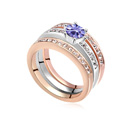 Austrian Crystal Finger Ring Zinc Alloy with Austrian Crystal plated purple 1.8cm US Ring .5 Sold By PC