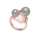 CRYSTALLIZED™ Crystal parel vinger Ring, CRYSTALLIZED™ Crystal Pearl, met Zinc Alloy, echte rose goud verguld, donkergrijs, 1.8cm, Maat:7.5, Verkocht door PC