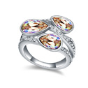 CRYSTALLIZED™ Element Crystal Ringen, met Zinc Alloy, Traan, geplatineerd, Crystal Luminous Green, 1.8cm, Maat:7, Verkocht door PC