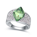 CRYSTALLIZED™ Element Crystal Finger Ring with Zinc Alloy Teardrop platinum plated Erinite 1.8cm US Ring Sold By PC