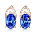 CRYSTALLIZED™ Element Crystal Earring Zinc Alloy with CRYSTALLIZED™ Flat Oval real gold plated sapphire Sold By Pair
