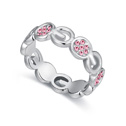 Austrian Crystal Finger Ring Zinc Alloy with Austrian Crystal platinum plated bright rosy red 1.8cm US Ring .5 Sold By PC