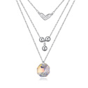 CRYSTALLIZED™ Prvek Krystal náhrdelník, s Zinek, platina á, 3-pramenné, Crystal Převodovka, 1.1cm, Prodáno za Cca 17-20 inch Strand