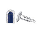 Cufflinks Austrian Crystal with Zinc Alloy Door platinum plated blue Sold By Pair
