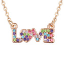 Collar de cristal austriaco, con 5cm extender cadena, palabra amor, 1.0x2.1cm, Vendido para aproximado 15.5 Inch Sarta