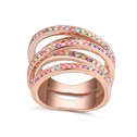 Austrian Crystal Finger Ring Zinc Alloy with Austrian Crystal real rose gold plated multi-colored 1.8cm US Ring Sold By PC