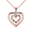 Austrian Crystal Necklace Zinc Alloy with Austrian Crystal with 6cm extender chain Heart real rose gold plated multi-colored Sold Per Approx 15.5 Inch Strand