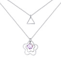 Swarovski Kristall Halsketten, mit Zinklegierung, mit Verlängerungskettchen von 6cm, Blume, platiniert, 2 strängig, violett, 1.5x1.7cm, verkauft per ca. 15.5 ZollInch Strang