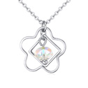 Swarovski Kristall Halsketten, mit Zinklegierung, mit Verlängerungskettchen von 6cm, Blume, platiniert, Crystal-Übertragung, 1.5x1.7cm, verkauft per ca. 15.5 ZollInch Strang