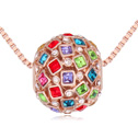 CRYSTALLIZED™ Prvek Krystal náhrdelník, s Zinek, s 6cm extender řetězce, Drum, skutečný růže pozlacené, multi- barevné, 1.5x1.5cm, Prodáno za Cca 15.5 inch Strand