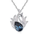 CRYSTALLIZED™ Prvek Krystal náhrdelník, s Zinek, s 6cm extender řetězce, Labuť, platina á, Montana, 2.5x3.2cm, Prodáno za Cca 15.5 inch Strand