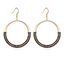 Austrian Crystal Earring Zinc Alloy with Austrian Crystal Donut real gold plated black Sold By Pair