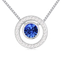 CRYSTALLIZED™ Prvek Krystal náhrdelník, s Zinek, s 6cm extender řetězce, Flat Round, platina á, Karibská modř, 15mm, Prodáno za Cca 15.5 inch Strand
