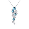 CRYSTALLIZED™ Prvek Krystal náhrdelník, s Zinek, s 6cm extender řetězce, platina á, Akvamarín, 17x50mm, Prodáno za Cca 15.5 inch Strand