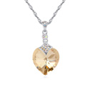 Swarovski Kristall Halsketten, mit Zinklegierung, mit Verlängerungskettchen von 6cm, Herz, platiniert, Crystal Golden Shadow, 17x35mm, verkauft per ca. 15.5 ZollInch Strang