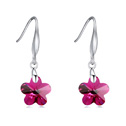 Austrian Crystal Earring with Zinc Alloy Flower platinum plated fuchsia Sold By Pair