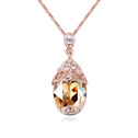 CRYSTALLIZED™ Prvek Krystal náhrdelník, s Zinek, s 5cm extender řetězce, Slza, skutečný růže pozlacené, Crystal Golden stín, 15x33mm, Prodáno za Cca 15.5 inch Strand