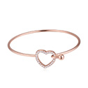 Tibetan Style Bangle, with Austrian Crystal, Heart, real rose gold plated, 55mm, Inner Diameter:Approx 55mm, Length:Approx 6.5 Inch, Sold By PC