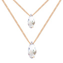 CRYSTALLIZED™ Prvek Krystal náhrdelník, s železný řetěz, s 5cm extender řetězce, Slza, skutečný pozlacené, Twist oválný řetězu & tváří & 2-pramenné, Krystal, 0.7x1.3cm, Prodáno za Cca 16.93 inch Strand